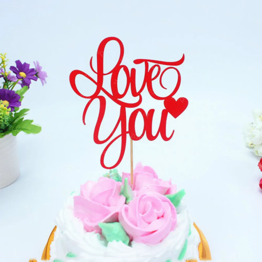 Amawill ко Дню Святого Валентина декора Love You торт фигурки жениха и невесты Красное