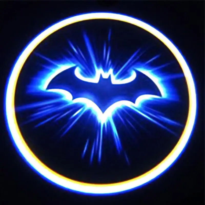 2x Светодиодный светильник для двери автомобиля, лазерный светодиодный проектор для двери автомобиля с логотипом Бэтмена, беспроводной универсальный автомобильный светильник для двери автомобиля