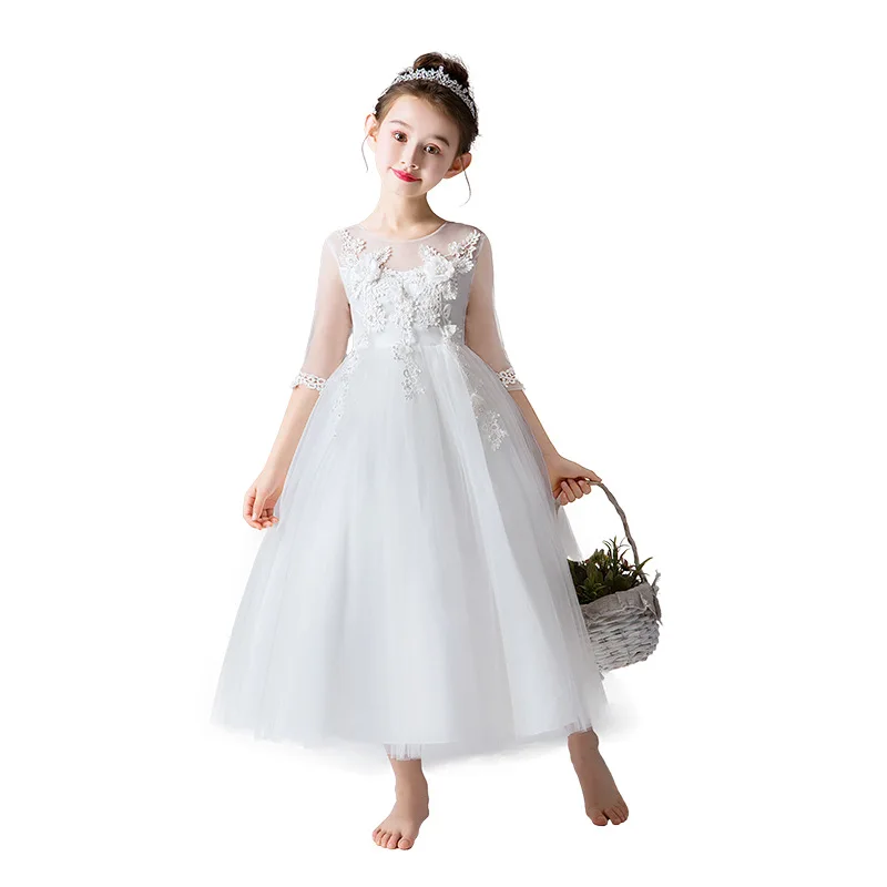 Elegant Kid/'s Lace Vintage Princess Graduation Communion Party Flower Girl Dress