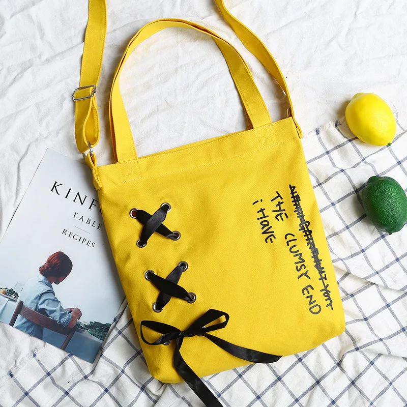 

Korean version of the canvas bag female shoulder diagonal diagonal does not include silk ribbon bow diagonal green shopping