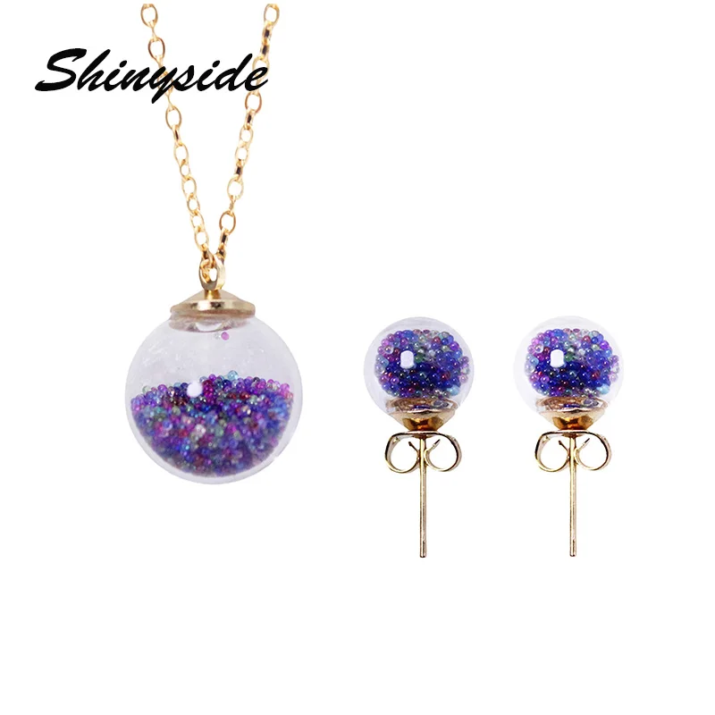 

2019 new summer style beads jewelry set stud earrings for women candy color chain necklaces&pendant