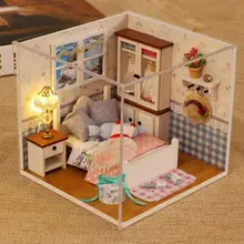 Голосовое управление DIY модель миниатюрная мебель для кукольного дома кукольный дом+ пылезащитный чехол игрушки для детей Монтессори образовательный подарок