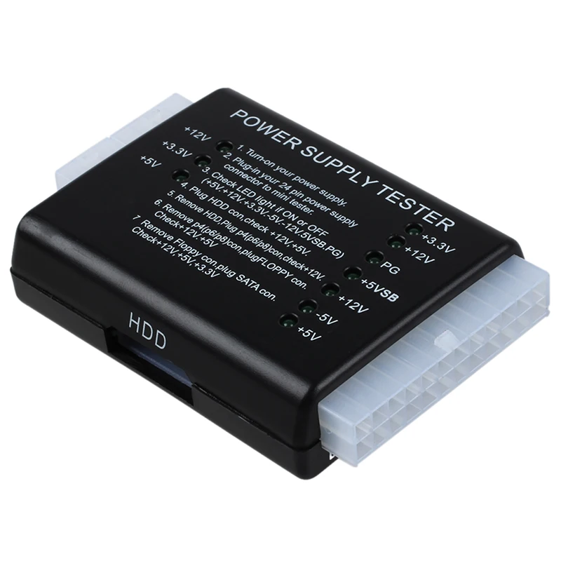 

20 / 24-pin Power Supply Tester for ATX / SATA / HDD, Black