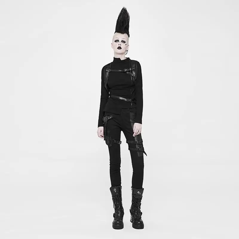 Женская нашивка из искусственной кожи в стиле панк леггинсы Goth WK 327XCF|Легинсы| |
