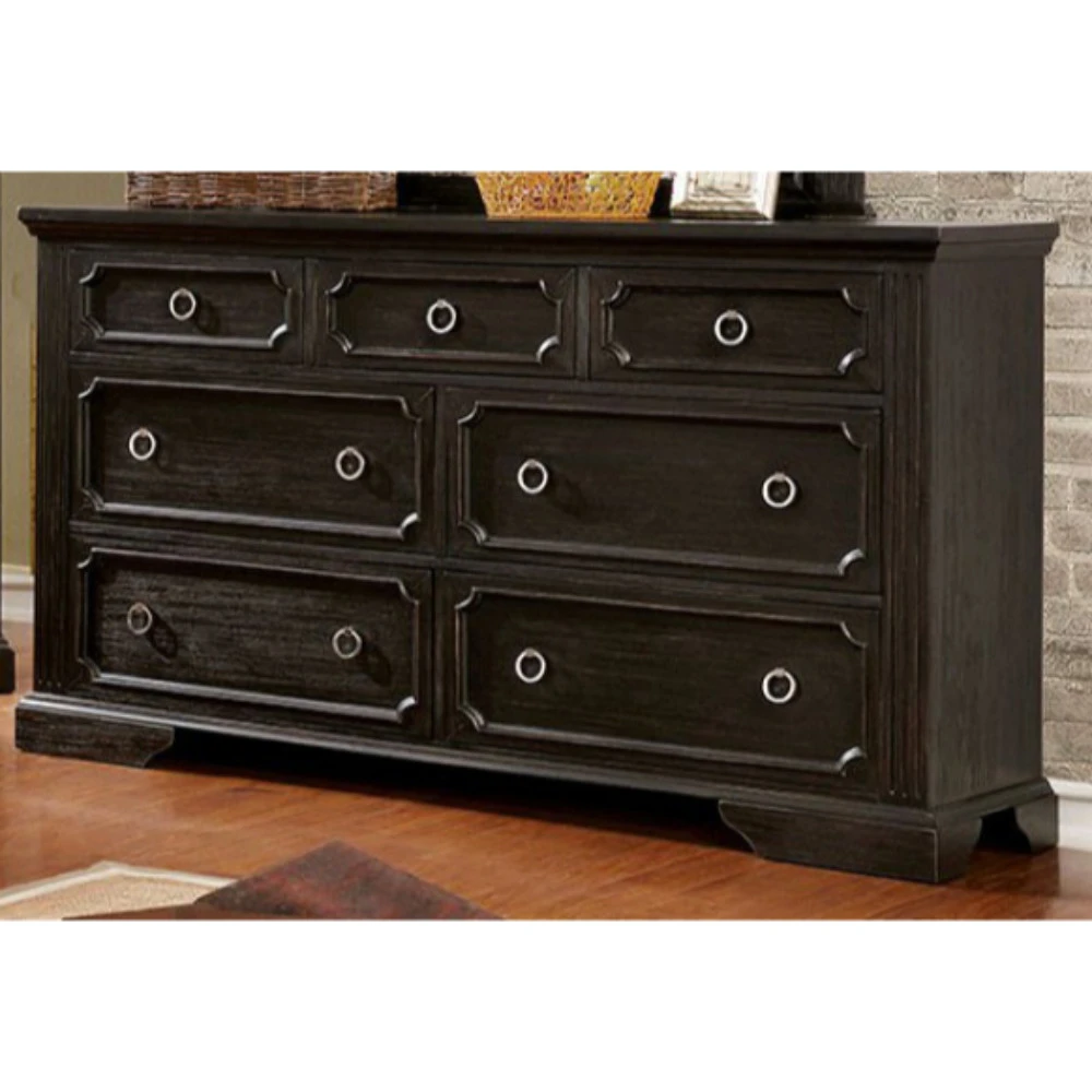 Charming Wooden Dresser In Transitional Style With Loop Knob, Black