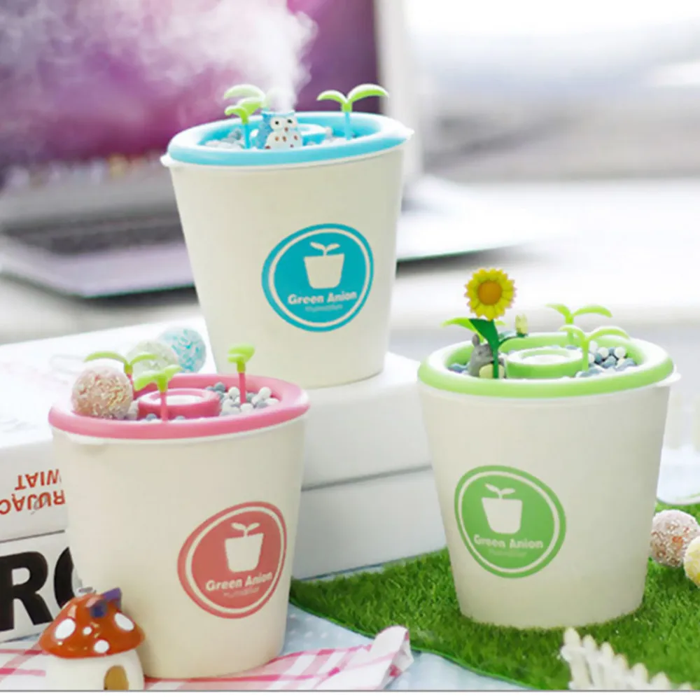 

280ml Water Tank Portable Ceramic USB Anionic Air Anion Humidifier Flower Pot Shape Mist Maker Air Purification For Home Office
