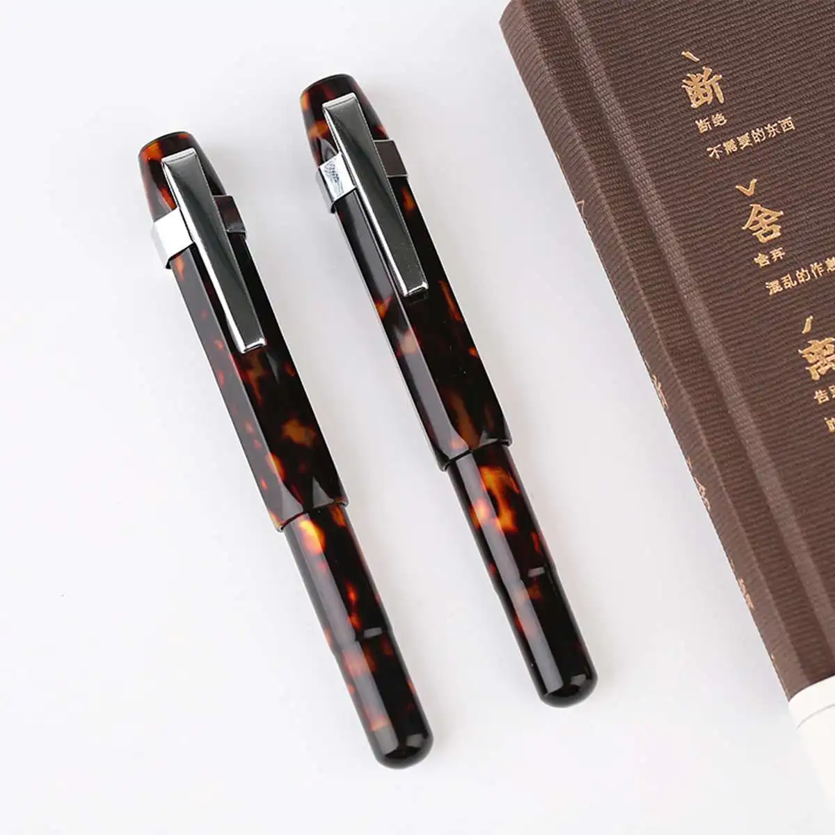 

KICUTE Mini Short Resin Fountain Pens Alpha Floral Acrylic Travel Pen for Office School Students Fashion Gifts