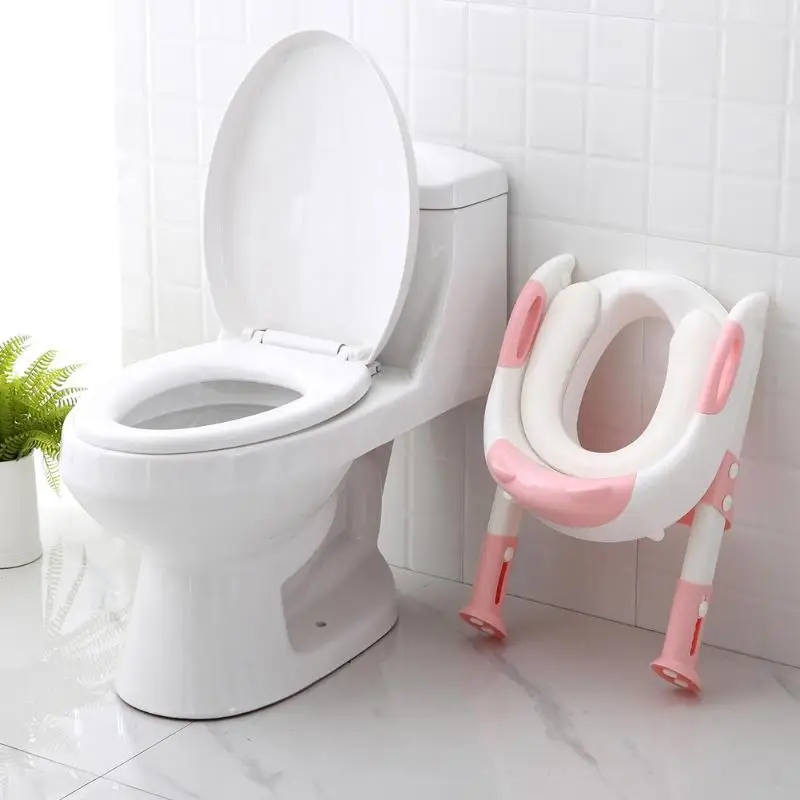 New Children Toilet Training Safety Ladder Folding Seat Chair Soft Cushion Step Adjustable Children's Toilet Seats Ring