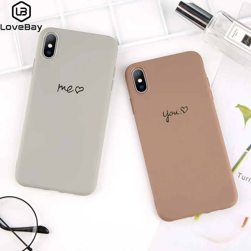 

Lovebay For iPhone 6 6s 7 8 Plus X XR XS Max Phone Case Fashion Lovely Love Heart You Me Soft TPU Couple Phone Case For iPhone X