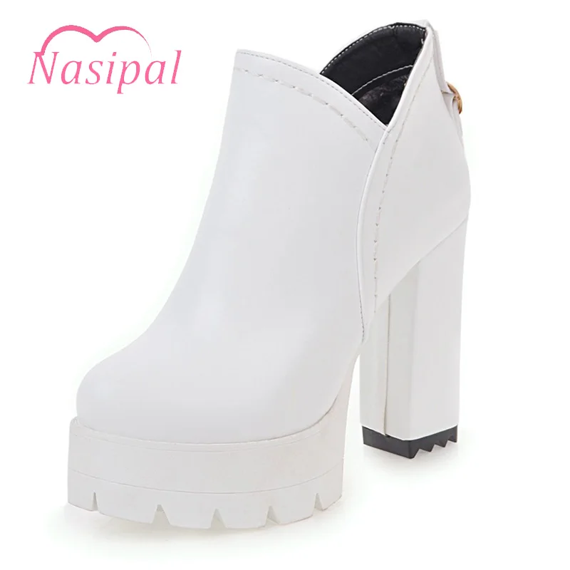 

Nasipal Sexy Block High Heels Shoes Woman Female Round Toe Martin Boots Thick Heel Platform Women Shoes Ankle Boots For Women