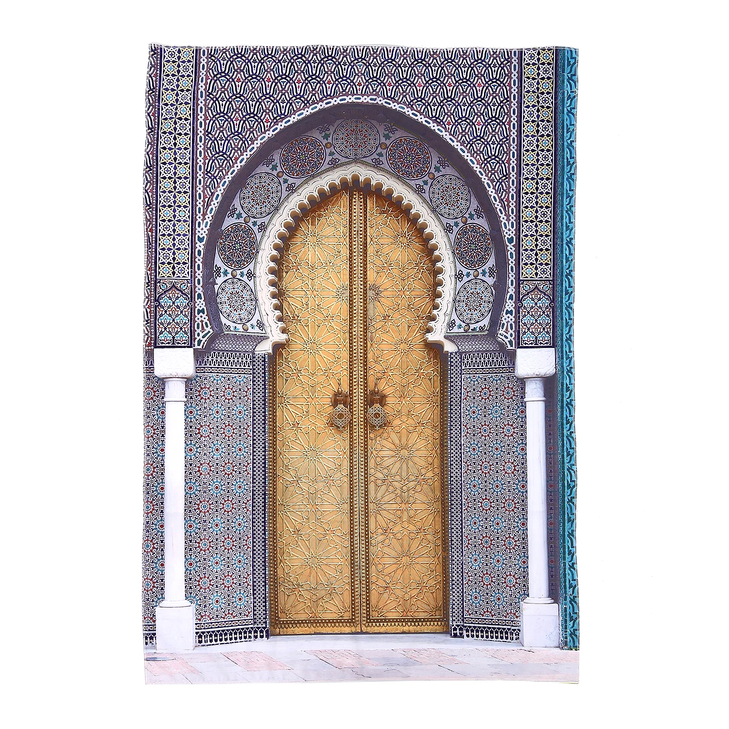 

Arabian Decor Collection, Golden Door of Royal Palace in Fes Morocco Vintage Moroccan Artwork Picture, Bedroom Living Room Dor