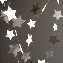 1 шт., 4 м, Рождественское украшение, серебряная звезда, подвесные гирлянды для празднования Нового года, украшения для детской комнаты, украшения для дня рождения, детский душ