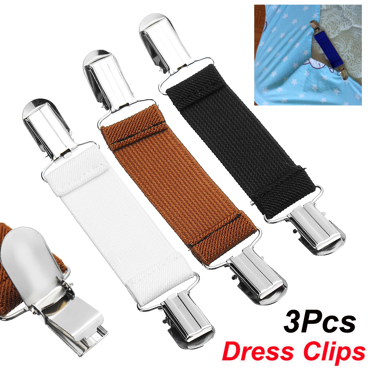 New 3PCS Silver Metal Dress Pants Clip Garment Waistband Extender