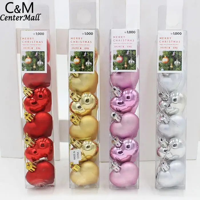 

new Year bell Ornaments Bauble Silver 6pcs Dcor Drop Pink New Christmas Hanging Tree Home Decoration Red Gold Heart Christmas