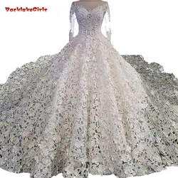 Роскошные Соборные поезд Свадебные платья со стразами принцесса дизайнерские свадебные платья атласная Полная вышитая открытая юбка