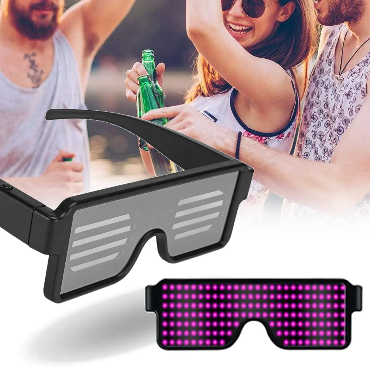5 Colors LED Party Glasses Futuristic Eyes Shield USB Luminous Flashing