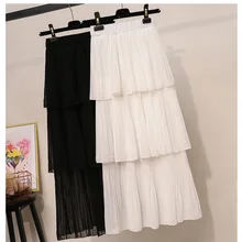 Горячее новое поступление женский в Корейском стиле длинная юбка Милая многослойная юбка с эластичной резинкой на талии женские юбки принцессы
