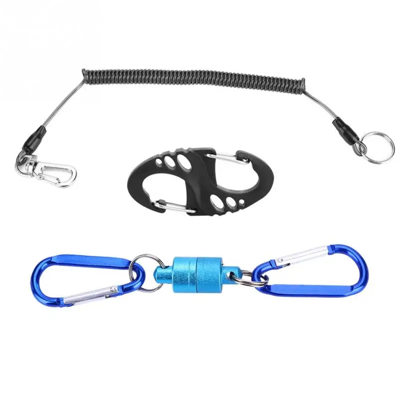 

Fishing Magnetic Release Clip Net Holder with Carabiner D-ring Spring Rope Buckle Fishing Tool Fishing Accessory
