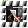 Type 86 Black mirror switch Household Wall TV Computer socket LED Light- Point switch 1 2 3 4 gang 1 2 way  EU socket USB ► Photo 2/6