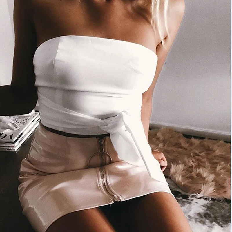 Женская мини-юбка из искусственной кожи, высокая талия, простой расклешенный, короткая, сексуальная, на молнии, Siderosphere, вечерние, модные, для женщин