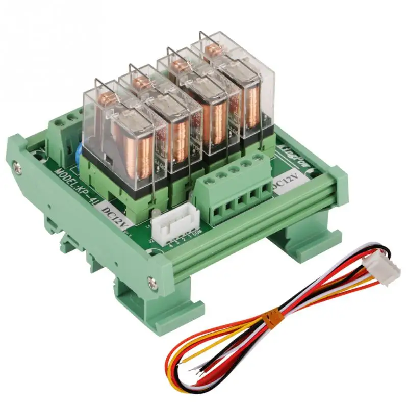 DC 12V Relay DIN Rail Mount 4 channel 16A Power Relay Interface Module