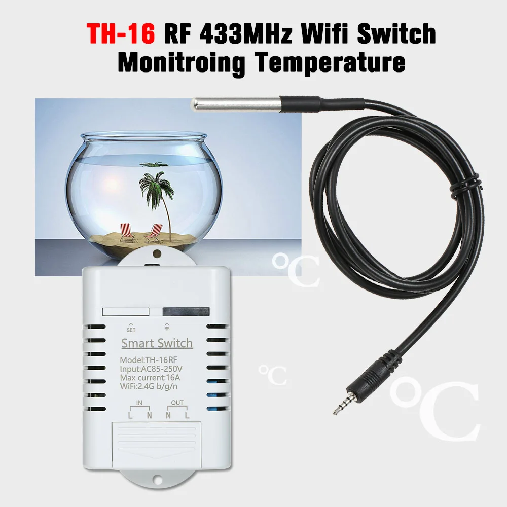 Умный Wi Fi переключатель RF 433 МГц 16 А/3500 Вт контроль температуры беспроводная