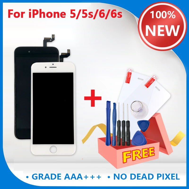 

Replacement LCD Display Repair for IPhone 5 5S 6 6s LCD Screen with Touch Screen Digitizer Assembly + Film + Tools Free Shipping