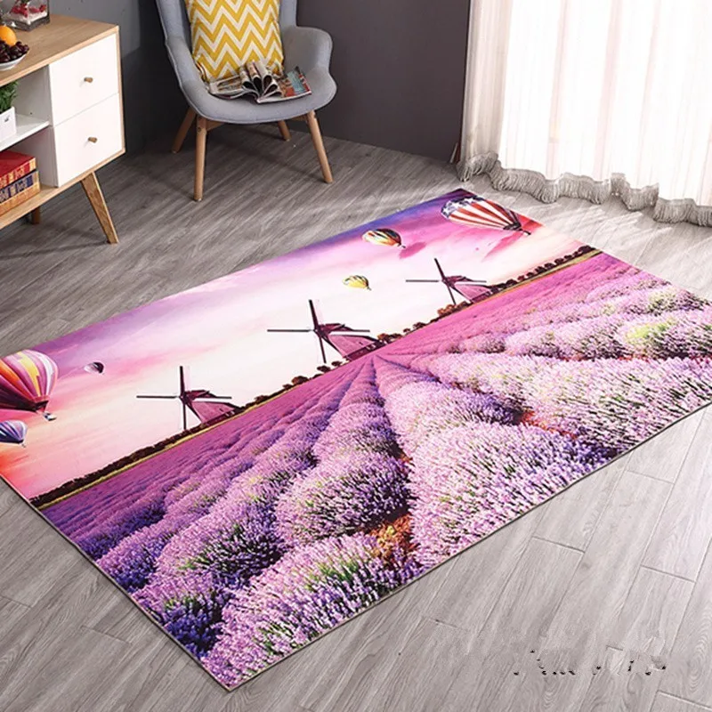 

European 3D Plant Carpets Living Room Bedroom Study Bedside Flower Carpet Modern Decor Ocean Rectangle Rug Household Blanket Mat