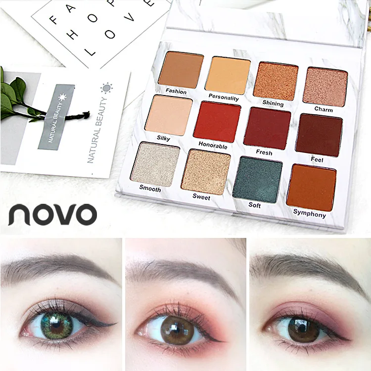 

Marble 12 Colors Shimmer Nature Glow Eyeshadow Palette Makeup Cosmetics Earth Nude Eye Shadow powder Waterproof Makeup Set