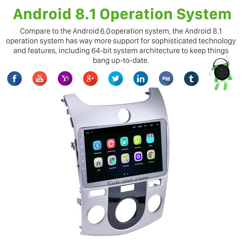 Seicane стерео 2DIN GPS Navi Android8.1 автомобильный 9 &quotHD Авторадио для KIA Forte MT 2008 2009 2010 2011 2012