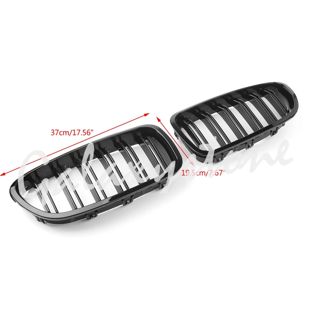 

Fit for 2010-2016 BMW Sedan F10 F11 M5 Gloss Black Front Kidney Twin FIns Grille Left and Right Side