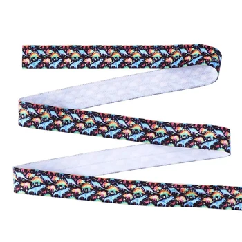 

50yards 5/8" 16mm Dinosaur Printed Folded over elastic FOE for Headwear Hairband Decoration DIY Sewing Crafts