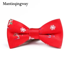 Mantieqingway полиэфир галстуки для маленьких мальчиков ткань из окрашенной пряжи из жаккардовой ткани с рождественским галстук-бабочка для детей Рождественская Снежинка галстук-бабочка в подарок