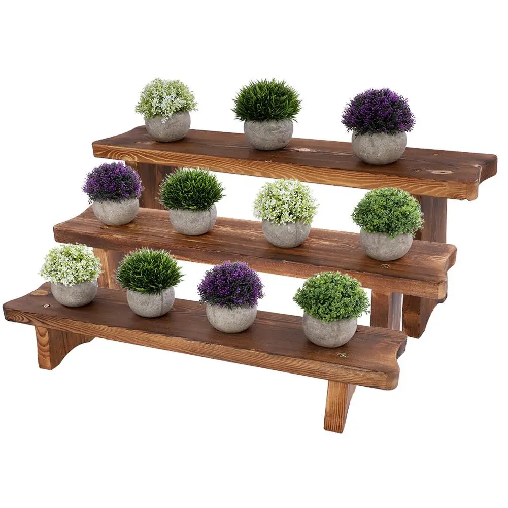 

80cm Wooden Stepped Plant Stand Balcony Garden Flower Plant Stand Display Shelf