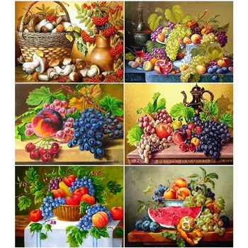 

HUACAN Fruit Diamond Embroidery Rubik's Cube Square Diamond Painting Crystal Mosaic Picture Of Rhinestone Kitchen Wall Decor
