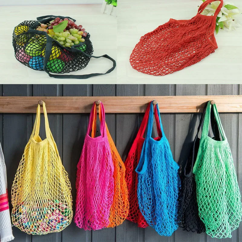 2019 New Mesh Shopping Bag Reusable String Fruit Storage Handbag Totes