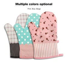 1 шт. Кухня повар пекарь печь перчатки Теплоизоляция Нескользящая Пособия по кулинарии инструменты хлопок Материал, розовый