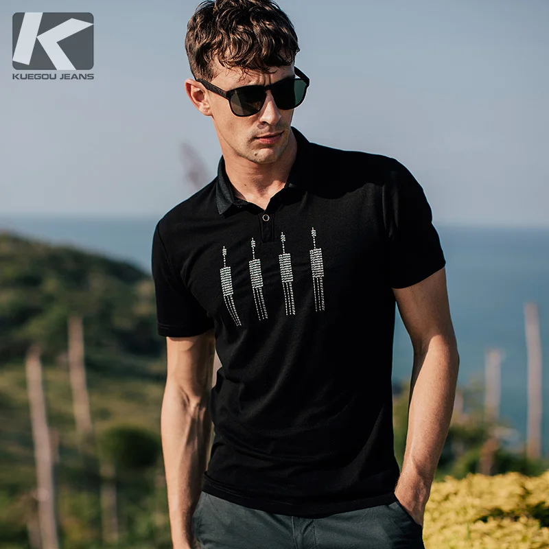 

Summer Mens Poloshirts Cotton Embroidery Black White Gray Color For Man's Slim Short Sleeve Clothes Male Brand Clothing 0826