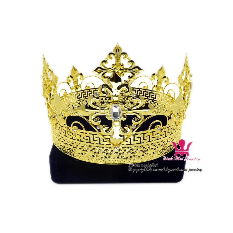 Men Tiara King Crown Imperial Medieval Crowns cosplay Model Show Hair Jewelry Gold Metal Prince Hairwear Vintage crowns Mo200 chess king of crowns chess online pc