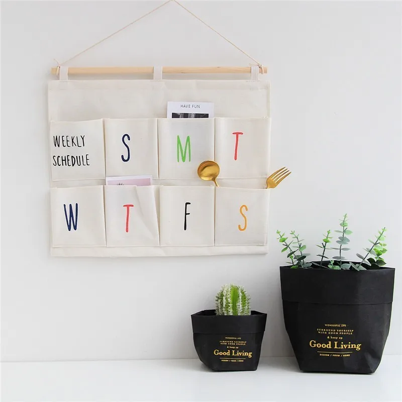 

LM Wall Hanging Closet Organizer 8 Pockets Multipurpose Door Storage Bag One Week Hanging Organizer