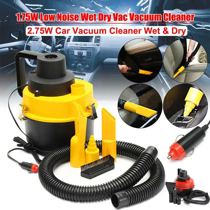 

12V 75W Portable Wet/Dry Mini Vac Vacuum High Power Cleaner Kit Inflator Turbo HandHeld Dust Collector Aspirator for Car Shop