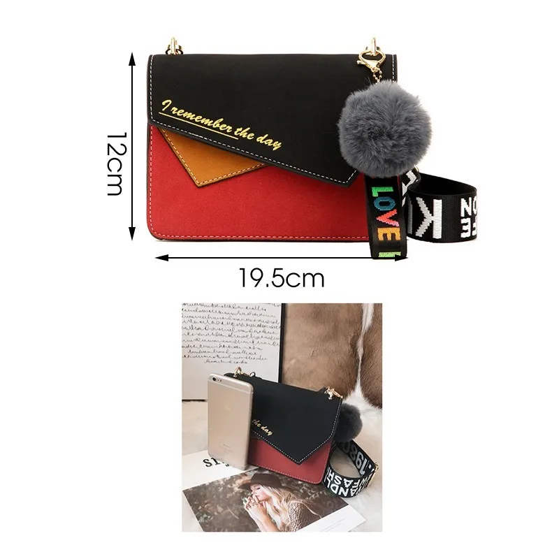 Herald Fashion Women Shoulder Bag Wide Strap Flap Bag Quality Leather Designer Clutch Bag Ladies' Messenger Bags With Hair Ball Herald Fashion Women Shoulder Bag Wide Strap Flap Bag Quality Leather Designer Clutch Bag Ladies' Messenger Bags With Hair Ball