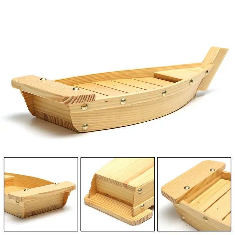 

42X17X7.5Cm Japanese Cuisine Sushi Boats Sushi Tools Wood Handmade Simple Ship Sashimi Assorted Cold Dishes Tableware Bar