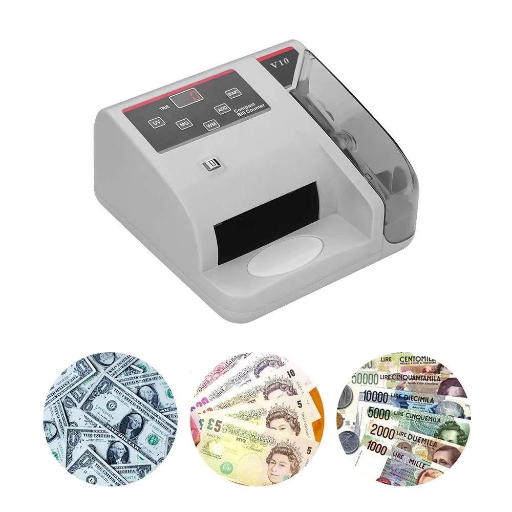 

Portable Mini Money Detector UV MG WM Bill Counter for Most Currency Note Bill Cash Counting Machine V10 Financial Equipment