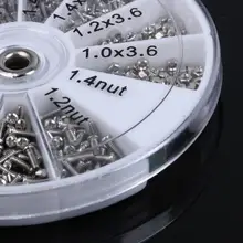 12 видов винтов для ремонта часов инструмент DIY из нержавеющей стали винты гайки 8*8 см Ассортимент Комплект M1 M1.2 M Размер коробка Запчасти для часов
