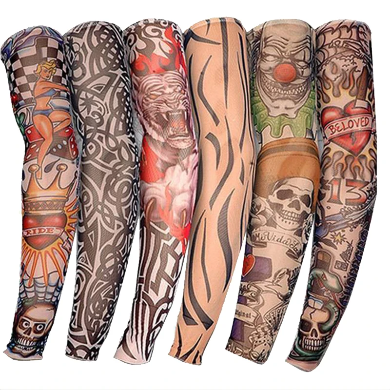 

Shellhard 6pcs Cycling Sports Tattoo Sleeves Cycling Running Arm Warmer Sport Elastic Oversleeve Arm Warmers For Men Women