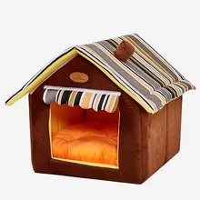 Fashion Striped Removable Cover Mat Dog House Dog Beds For Small Medium Dogs Pet Products House Pet Beds For Cat