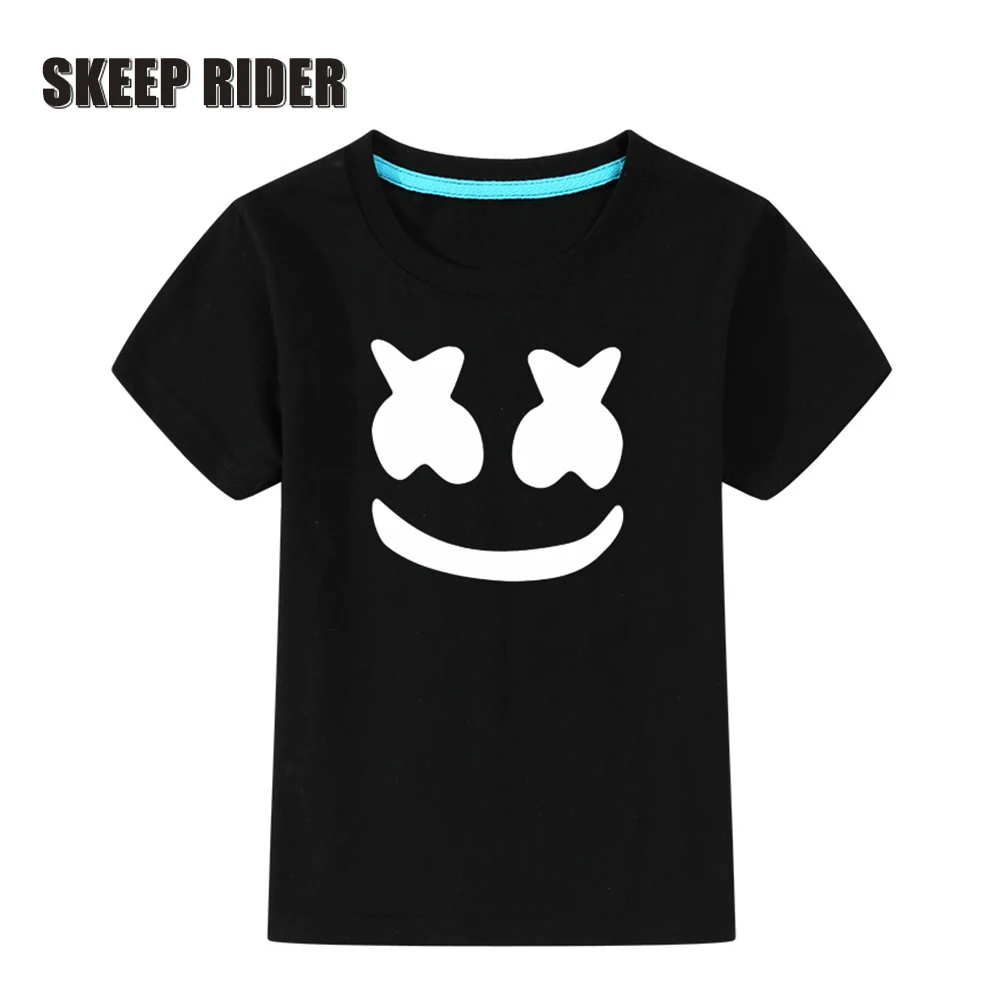 

2019 DJ Music Unisex Boys Marshmello T Shirts For Kids Short Sleeve O-neck Regular Length Comfortable Feeling Summer Girls Tops