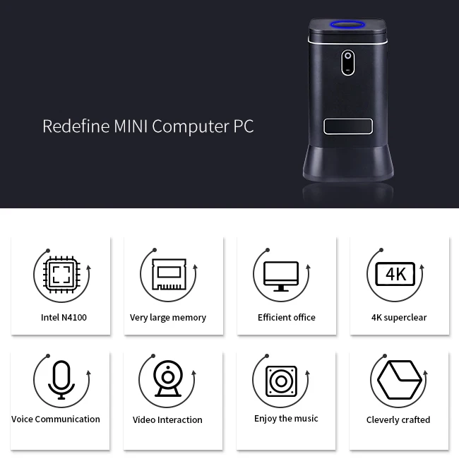 2019 Mini PC Windows 10 a casa de bolsillo Mini PC de escritorio Intel N4100 RAM de 4 GB USB 3,0 2.0MP Cámara micrófono altavoz WIFI caja HDMI 2019 Mini PC Windows 10 a casa de bolsillo Mini PC de escritorio Intel N4100 RAM de 4 GB USB 3,0 2.0MP Cámara micrófono altavoz WIFI caja HDMI