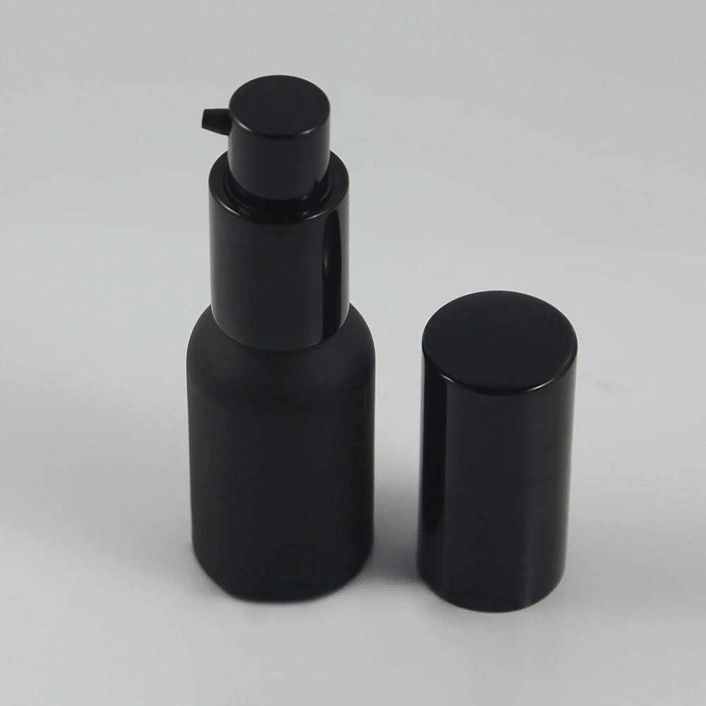 Download 25pcs 15ml black frosted Glass lotion bottle with black ...